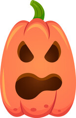 Halloween pumpkin with angry face ideal for greeting cards, social media posts, and halloween decorations, conveying negative emotions such as anger, frustration, and grumpiness