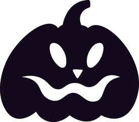 Minimalist vector illustration of a halloween pumpkin with glowing eyes and crooked smile, perfect for seasonal projects, greeting cards, invitations and decorations