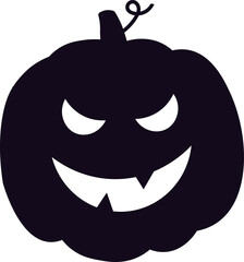 Black silhouette of a Halloween pumpkin featuring glowing eyes and an evil smile, celebrating the spooky season. Perfect for Halloween backgrounds and festive decorations