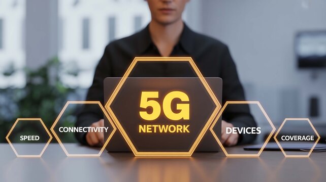 Exploring the next generation of wireless technology with a 5G network holographic interface for high-speed internet and global connectivity.