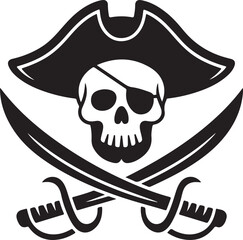 Pirate sign. Skull and crossed swords.
