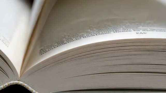 Detailed Close Up Of An Open Book With White Pages Containing Readable Text For Knowledge Education And Literature Themes