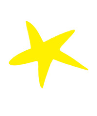 A bright yellow star shape isolated on a transparent background, representing success and celebration