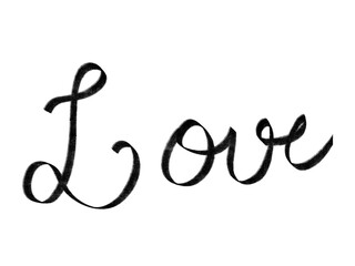Handwritten calligraphy word love isolated on transparent background