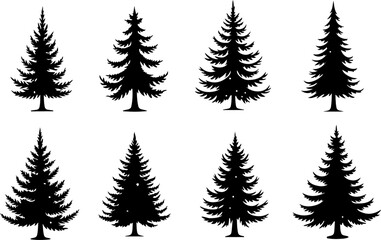 Fototapeta premium Christmas, tree, silhouette, geometric, modern, holiday, festive, black vector bundle