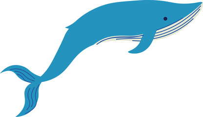 Minimalist vector illustration of a blue whale swimming underwater, representing marine wildlife, ocean conservation, and the beauty of nature