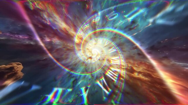 Seamless looping animation of a vintage spiral clock inspired by the Fibonacci sequence. Perfect for Fibonacci Day, math visuals, or concept of infinite time and recursion.