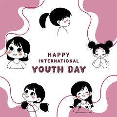 hand drawn happy international youth day template