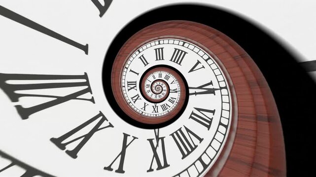 Seamless looping animation of a vintage spiral clock inspired by the Fibonacci sequence. Perfect for Fibonacci Day, math visuals, or concept of infinite time and recursion.