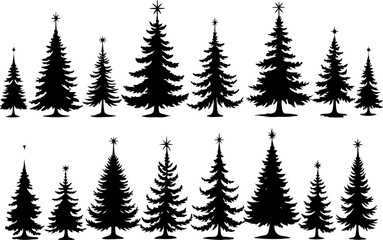 Obraz premium Christmas, tree, silhouette, geometric, modern, holiday, festive, black vector bundle
