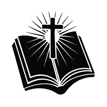 Cruz de bautizo sobre biblia abierta con rayo de sol