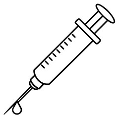 Fototapeta premium Medical Syringe Outline Drawing Vector