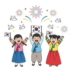 children celebrate South Korea's independence 
