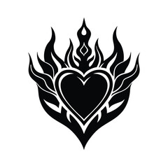 Warrior Heart Burning in Tribal Design