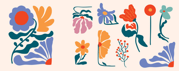 wavy groovy flower element object in naive style