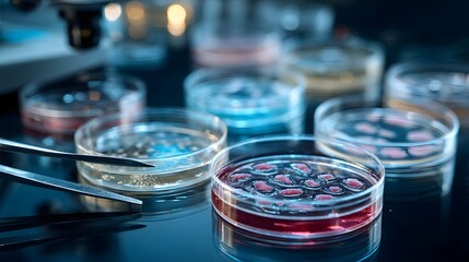 Microscope and Petri Dishes: A Glimpse into Modern Laboratory Research