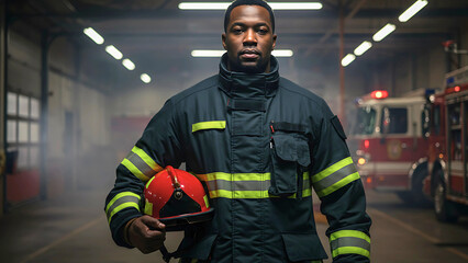 Obraz premium Dedicated Firefighter in Station