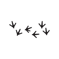Bird Feet, Turkey Trail, Footprints Track Solid Flat Vector Icon Isolated on White Background.
