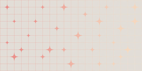 Aesthetic Y2K seamless vector pattern with geometric stars and simple grid lines in retro design perfect for wallpapers textile prints and surface decoration. Vector illustration