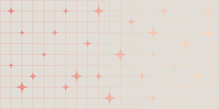 Aesthetic Y2K seamless vector pattern with geometric stars and simple grid lines in retro design perfect for wallpapers textile prints and surface decoration. Vector illustration