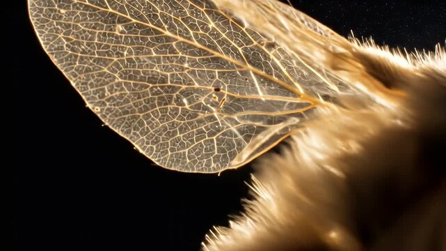 A translucent, intricate leaf skeleton juxtaposed with soft, fuzzy texture under a starry sky