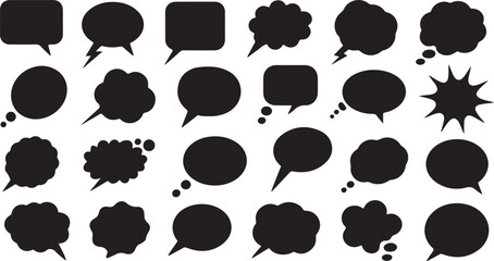 Talk and think vector comics bubbles silhouettes