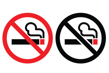 No Smoking Sign – Flat Vector Symbol for Smoke-Free Area, Red Circle Warning