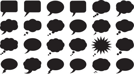 Talk and think vector comics bubbles silhouettes