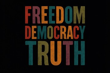 Obraz premium Freedom democracy truth bold typographic design typography vintage