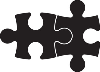 Two pieces of jigsaw puzzle or autism puzzle piece symbol flat vector icon for apps and websites 