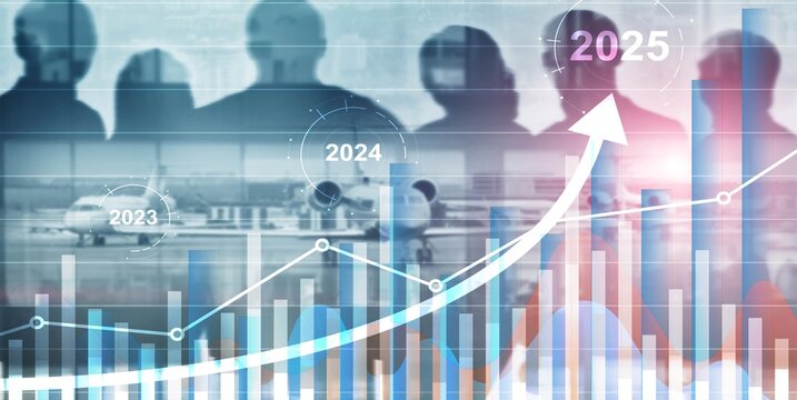 Financial background, economic growth 2023-2025. Abstract background