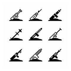 Obraz premium Set of Grenade Launcher Icons in Vector Format Depicting Military Equipment and Weaponry for Defense and Offense