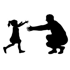 silhouette of father and son