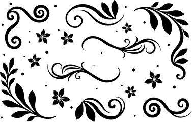 Fototapeta premium Elegant Ornamental Flourish & Swirl Vector Set