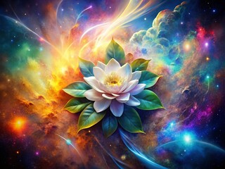 Celestial Gamma-Ray Burst Flower: Surreal Astral Digital Painting
