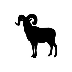 Animal ram silhouette vector flat illustration design.