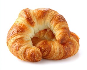 Two golden croissants, slightly overlapping, against a white background.  Layers of flaky, golden-brown pastry are visible