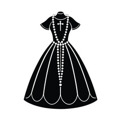 Cruz Bautismo con Perlas y Encaje