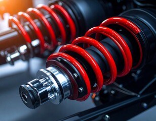 Close-up of car shock absorbers