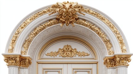 Obraz premium Ornate architectural archway with golden details over a set of double doors