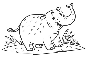 Cute cartoon animal, cute zoo pictures, coloring book pages for kids. Isolated line art on a white background