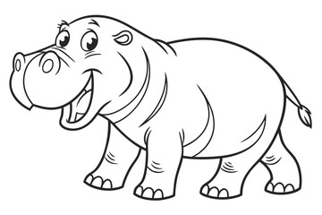 Cute cartoon animal, cute zoo pictures, coloring book pages for kids. Isolated line art on a white background