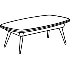 Mid-Century Coffee Table Line Illustration