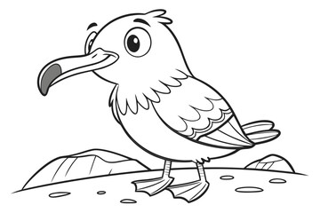 Fototapeta premium Cute cartoon animal, cute zoo pictures, coloring book pages for kids. Isolated line art on a white background