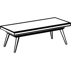 Mid-Century Coffee Table Line Illustration