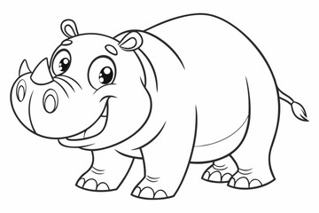 Obraz premium Cute cartoon animal, cute zoo pictures, coloring book pages for kids. Isolated line art on a white background