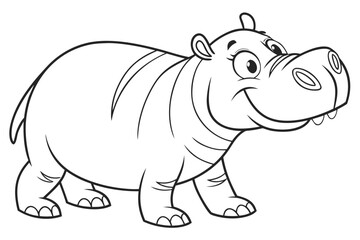 Obraz premium Cute cartoon animal, cute zoo pictures, coloring book pages for kids. Isolated line art on a white background