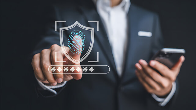 Secure digital access with biometric fingerprint scan on mobile for business user