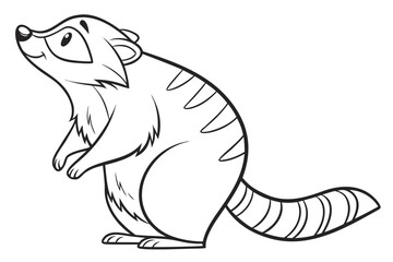 Cute cartoon animal, cute zoo pictures, coloring book pages for kids. Isolated line art on a white background