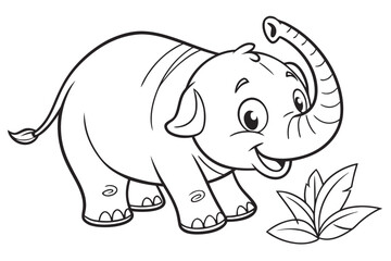 Fototapeta premium Cute cartoon animal, cute zoo pictures, coloring book pages for kids. Isolated line art on a white background